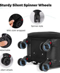 Amazon luggage rolling backpack, black fabric, 360° spinner wheels, fits 15.6 inch laptop