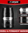 Two Pack Beefy Three Eighths Inch Drive Ten Millimeter Shallow Impact Socket Set with laser and stamped markings, CR-MO steel.