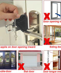 Diagram showing installation of Door Stop Alarm And Hotel Door Lock Dual Protection Security Kit on inward-opening door.