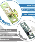 Comparison of new metal toggle and traditional plastic toggle for Pocket Door Hardware Kit for Sliding RV Doors