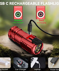 Tiny But Mighty Pocket USB C Rechargeable Flashlight, 2550 Lumens, Magnetic Tail, 5 Modes shown charging via USB-C