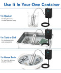 Portable Handheld Ultrasonic Cleaner in beaker, tank, and basin for effective cleaning of jewelry and lab parts.