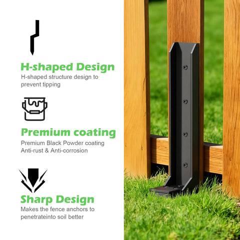 Eight Pack Heavy Duty Fence Post Repair Stakes Kit for replacing tilted or broken wood posts with deep ground anchors