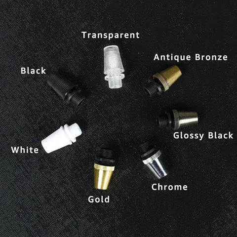 Plastic Strain Reliefs 50 Pack For Pendant Lighting and Wiring Cord Grips in assorted colors including black, white, and gold