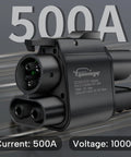 Heavy Duty Ccs2 To Ccs1 Adapter For Ev Chargers Ac Dc 1000V 500A showing detailed plugs and specifications.