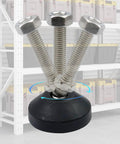 Premium Adjustable Furniture Feet 4 Pack Reinforced Nylon Base M10x50mm Thread Glides showing adjustable leveling stud with bolts.