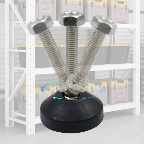 Premium Adjustable Furniture Feet 4 Pack Reinforced Nylon Base M10x50mm Thread Glides showing adjustable leveling stud with bolts.