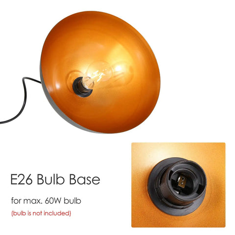 Dope Two Pack Metal Dome Pendant Lights With 15 Foot Plug In Cord And On Off Switch For E26 Bulbs socket view