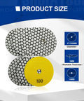 Four Inch Dry Diamond Polishing Pads Grit 100 For Granite Marble Stone Flexible Sanding Pads Grinding Kit with dimensions