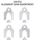 Pro Grade Auto Alignment Shims Kit With 150 Pcs Body Shims Spacers In Four Sizes Zinc Plated Visible 1/16 1/64 1/32 1/8 Inch