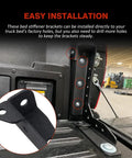 Badass Heavy Duty Tacoma Bed Channel Stiffener And Rear Support Bracket For 2005 To 2022 Toyota Pickup installation close-up of steel bracket in truck bed