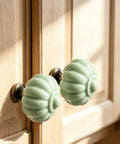 Fresh Vintage Light Green Ceramic Pumpkin Drawer Knobs And Cabinet Pulls With No Mess Installation for kitchen drawer.