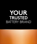 "Your Trusted Battery Brand" text with copper-colored design on packaging of Alkaline AAA Batteries With Power Boost Ingredients 8 Count For Household And Office Devices Long Lasting Triple A Battery For Remote Controls Toys And Gadgets.