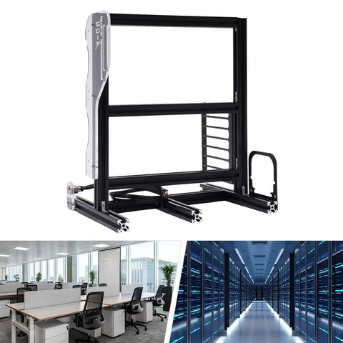 Open Air PC Case Frame For DIY Builds, Vertical Test Bench Chassis Rack For ITX ATX MATX Motherboards, black frame shown