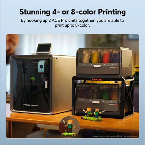 ACE Pro Multi Color Filament Dryer Box and 3D printer setup for 8-color printing display on table