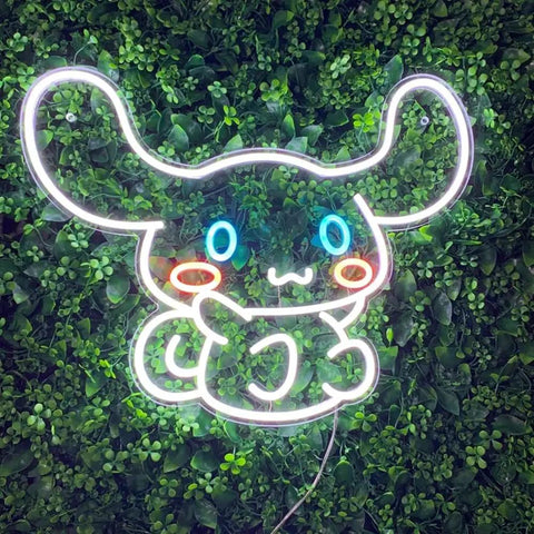 Blue Anime Neon Sign LED Tube Night Light For Wall Decor, 21x15.6 Inch featuring cute character on green foliage background