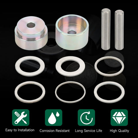 Heavy Duty Coin Ring Puncher Spacer Set Includes Six Precision Gauge Washers For Dead On Hole Sizing And No Sweat Do It Yourself Jewelry Making Projects, featuring gauge washers and tools.