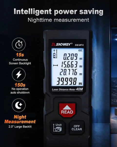Slick Compact Laser Distance Measure 131 Ft Range With Deadly Accurate 2 Mm Precision For Pro Handyman And Home Diy Construction Projects Featuring Dual Reference Lines And 2 Aaa Batteries For No Sweat Quick Room Measurements