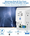 5 Outlet Extender With Four USB Ports And One USB C Port, 3 Sided 1680 Joules Surge Protector Power Strip for Home Office Travel