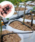 300 pcs irrigation fittings kit with black 1/4" barbed connectors for drip tubing (tees, elbows, end plugs)