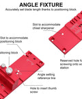 Close-up of angle fixture showing slots and settings on Pro Grade Chisel Sharpening Jig And Honing Guide For Woodworking 0.1 to 2.8 Inches