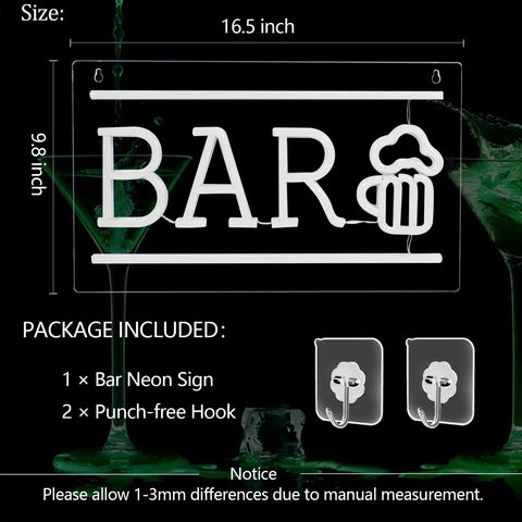 Neon Bar Sign Beer LED Light For Wall Decor USB Powered Acrylic Bar Sign With Blue And Yellow Beer Light Vibe dimensions