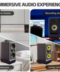 Studio Monitor Isolation Pads 2 Pack For 3 To 4.5 Inch Speakers 9 By 6.3 By 2 Inches Subwoofer Wedge in various home settings