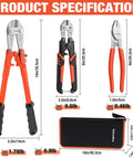 Beefy Heavy Duty Bolt Cutter Set 3 Piece With Carrying Bag Includes 14 Inch Bolt Cutter 8 Inch Mini Cutter 8 Inch Cable Cutter