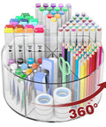 Clear Acrylic Marker Organizer With 360 Degree Rotating Pencil And Crayon Holder, 250 Piece Set, fully loaded with supplies