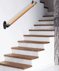 Forever Built Wood Handrail For Indoor Stairs With Wall Mount And Heavy Duty Metal Brackets 26 Inch Round 1.3 Inch Diameter