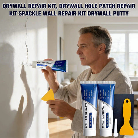 2Pcs Drywall Repair Kit Quick Drying Wall Mending Paste For Holes And Cracks Easy DIY Patch Kit With Safe Resin Formula in use