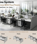 Slick Modular Office Cubicle Workstation For Teams Featuring Instant Plug And Play Power Hub Soft Privacy Panels And Locking Rolling Carts For A Top Notch Workspace Vibe with multiple users