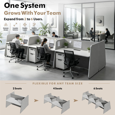 Slick Modular Office Cubicle Workstation For Teams Featuring Instant Plug And Play Power Hub Soft Privacy Panels And Locking Rolling Carts For A Top Notch Workspace Vibe with multiple users