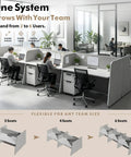 Scalable Eight Person Modular Cubicle Workstation With Plug And Play Power Outlets And Rolling Storage Drawers Featuring Actual Quiet Acoustic Panels For Zero Stress Workday Flow In Bright White with flexible design for 2 to 6 users.
