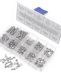 Metric M3 Stainless Steel Socket Head Cap Screws Kit With Hex Nuts Nylon Lock Nuts Flat Washers 260 Pc Set in a plastic box