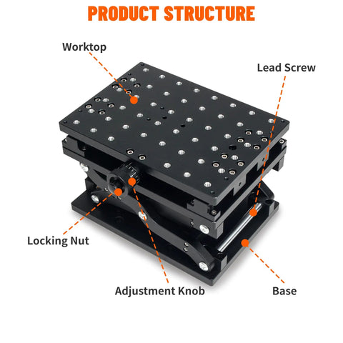 Pro Grade XZ Axis Manual Stage With 50 X 120mm Stroke Sliding Table Rotation And Positioning Platform structure diagram.
