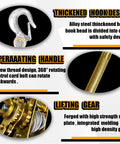 2 Ton Come Along Cable Winch Puller Heavy Duty Hand Puller With 2 Hooks 4400 Lbs Rated Capacity showcasing hook, handle, and gear details