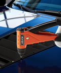 Heavy Duty Single Hand Pop Rivet Gun Kit Rigged Out With Two Hundred Blind Rivets used on blue vehicle hood for metal repair.