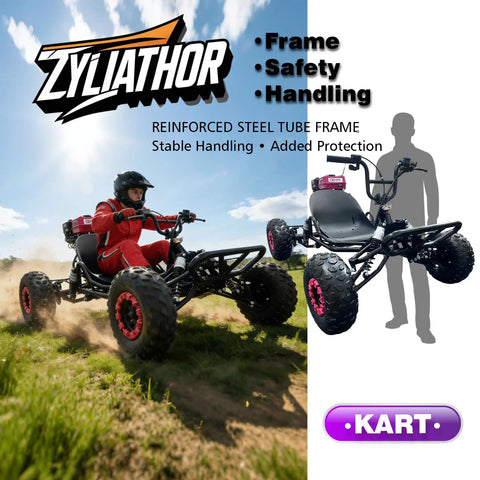 212cc Gas Powered Go Kart With CVT Belt Drive And 420 Chain Up To 45 MPH Hydraulic Rear Disc Brake Four Wheel Independent Suspension