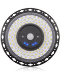 Front view of Solar Shed Lights Indoor And Outdoor With Motion Sensor And Remote Control 5 Lighting Modes for shed or garage illumination
