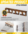 Holds Up To 12 Fishing Rods, Wall Or Ceiling Mounted Rod Rack For Garage Storage shown in style upgrade with durable hardwood