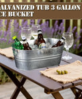 Two Pack Galvanized Tub Ice Buckets Set Of Two Large Metal Beverage Buckets With Carry Handles For Parties Keep Drinks Ice Cold