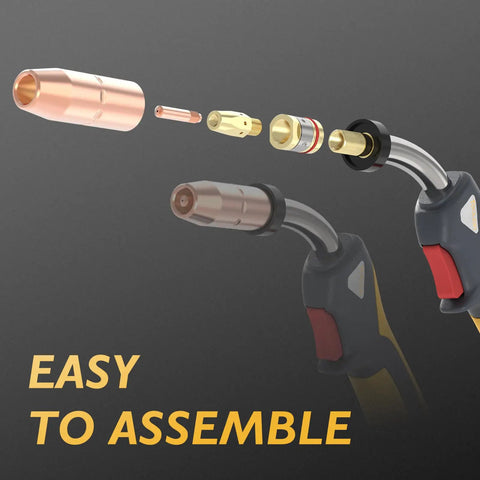 Top Tier 250A MIG Welding Gun Torch With Long 15 Ft Cable And Easy Install For Miller Machines Like The M-25, showing components for assembly.