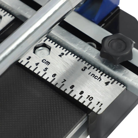 Close-up of ruler on Heavy Duty 24 Inch Manual Tile Cutter For Ceramic And Porcelain Floors showing cm and inch markings.
