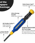 15 In 1 Multi-Bit Screwdriver With Retractable Bit Cartridge, 14 Double-Ended Tips, One Quarter Inch Nut Drive, Alloy Steel Shaft shown