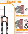Travel 120mm Air Suspension Fork For Mountain Bikes With Rebound Adjust Manual And Remote Lockout One Eighth Inch Straight Or Tapered Steerer 9mm QR Disc Brake Compatible Ultralight XC AM Front Fork with straight tube illustration