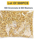 Bag of Heavy Duty 500Pcs Grommets And 500Pcs Washers Set Iron With Brass Finish for curtains and crafts