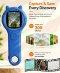 Go-To Pocket Sized Explorer 500X Handheld Digital Microscope For Kids With 2 Inch IPS Screen Portable STEM Toy For Travel Camping And School Projects Ages 5-12 Dark Blue, front view