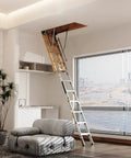 Heavy Duty Aluminum Attic Ladder Pull Down Loft Stairs For Easy Attic Access Door Manual Lift Foldable Ceiling Steps in living room