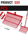 Product dimensions of 3 Pack Manure Forks With Long Metal Handles Heavy Duty Muck Rake for Gardening and Farm Clean Up